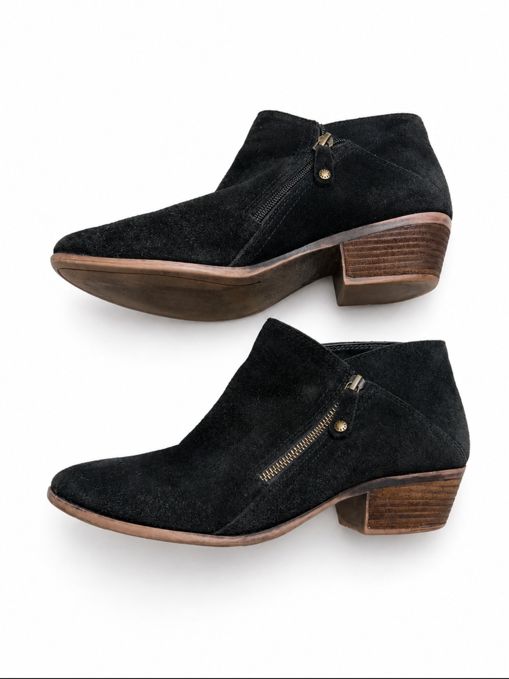 G.H. Bass & Co Nina Zip Black Suede Leather Ankle Boots Women’s 9M - Picture 4 of 7